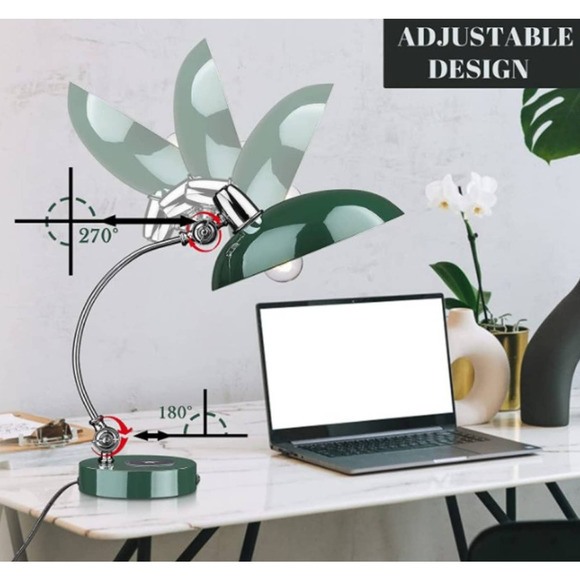 Adjustable Retro Table Lamp w/ Phone Wireless Charger - Picture 5 of 6